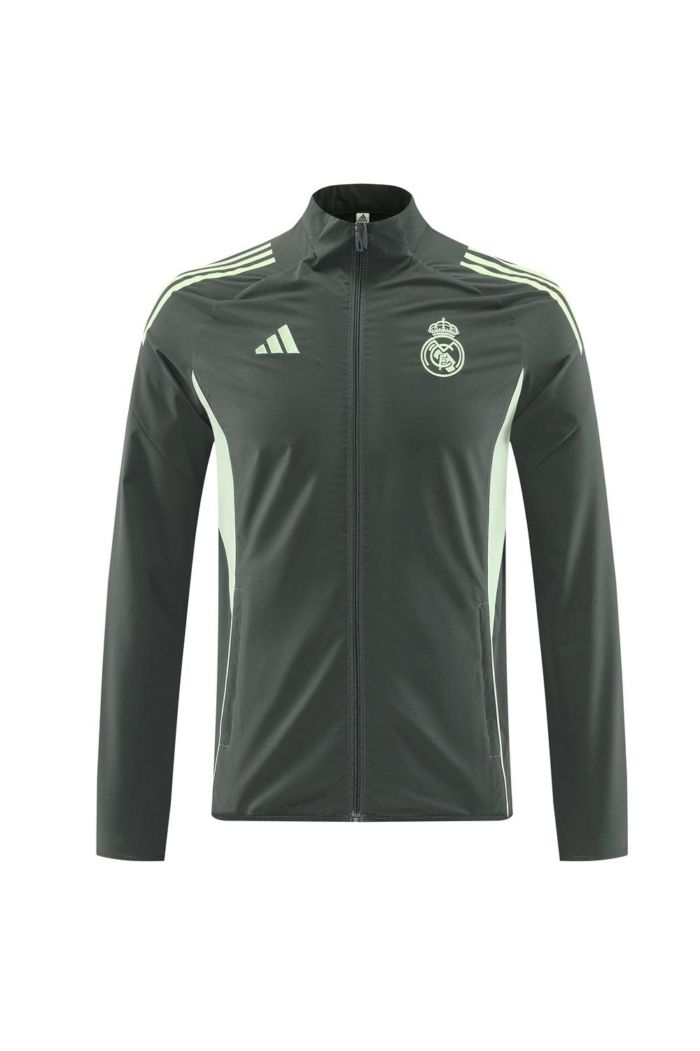 25/26 Real Madrid Dark Green Half Zipper Jacket+Long Pants S-3XL