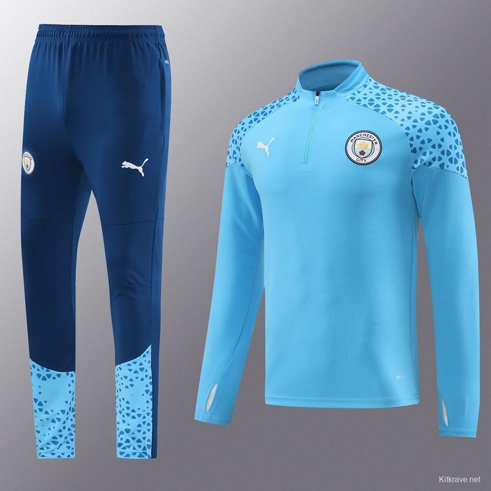 25/26  Manchester City Sky Blue Half Zipper Jacket+Long Pants