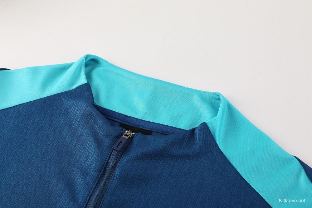 2025 Portugal Royal Blue Half Zipper Jacket+Long Pants