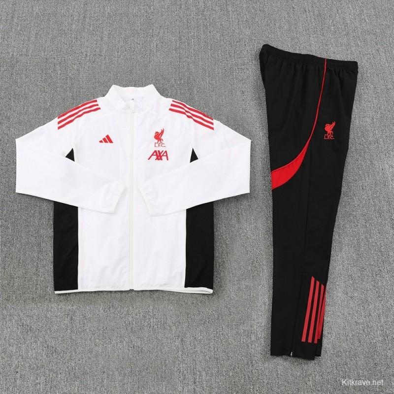 25/26 Liverpool White S-2XL Half Zipper Jacket+Long Pants