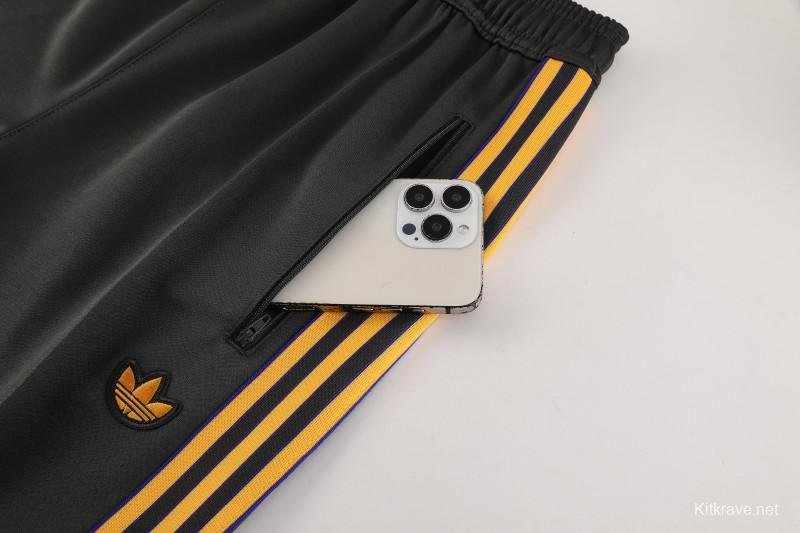 25/26 Manchester United 08 Dark Gray Half Zipper Jacket+Long Pants S-2XL