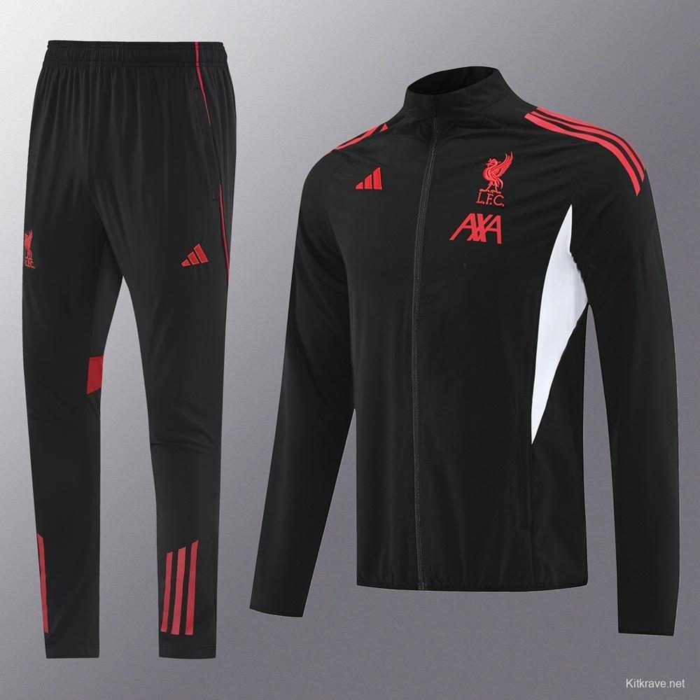 25/26 Liverpool Black S-2XL Half Zipper Jacket+Long Pants