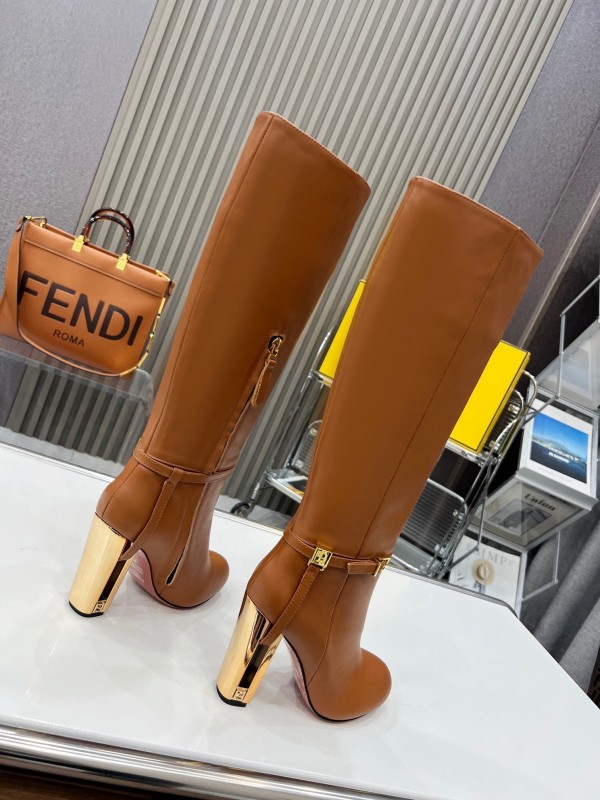 FENDI Delfina Round Toe Boots with FF Buckle - LY00520