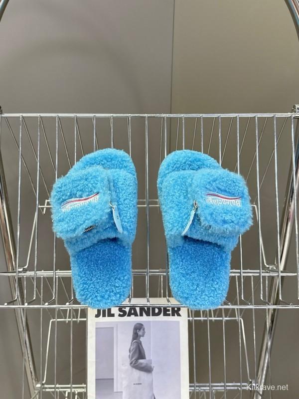 Balenciaga 2025 SS Couple Edition Coca-Cola Fur Slides - KFY00230