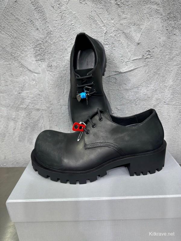 Adidas Derby Shoe, Slightly Asymmetrical Round Toe Lace-Up, Imported Cowhide Leather - AS00460