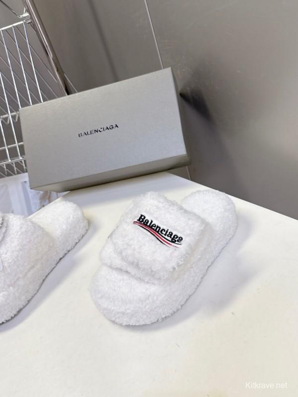 Balenciaga 2025 SS Couple Edition Coca-Cola Fur Slides - KFY00230