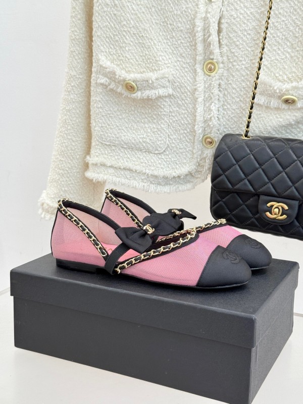Chanel 2025 SS Hollow Chain Bow Mary Jane Shoes - KFY00290/KFY00300