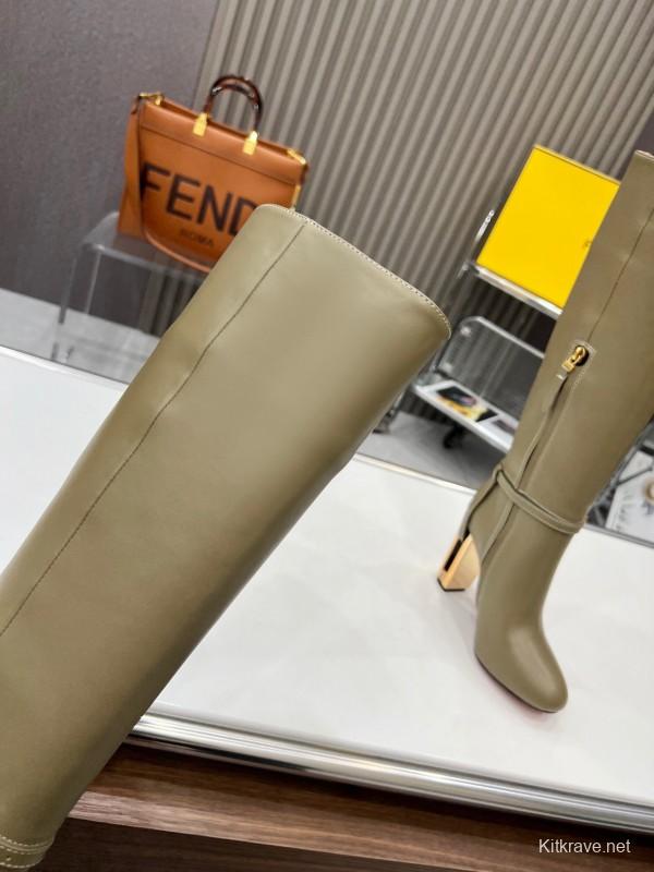 FENDI Delfina Round Toe Boots with FF Buckle - LY00520