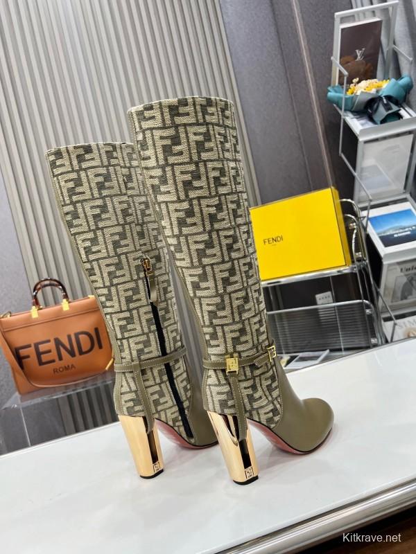 FENDI Delfina Round Toe Boots with FF Buckle - LY00