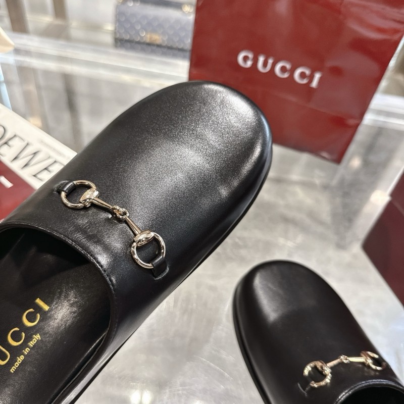 Gucci Camel Suede Horsebit Women's Barefoot Mules - LY00240