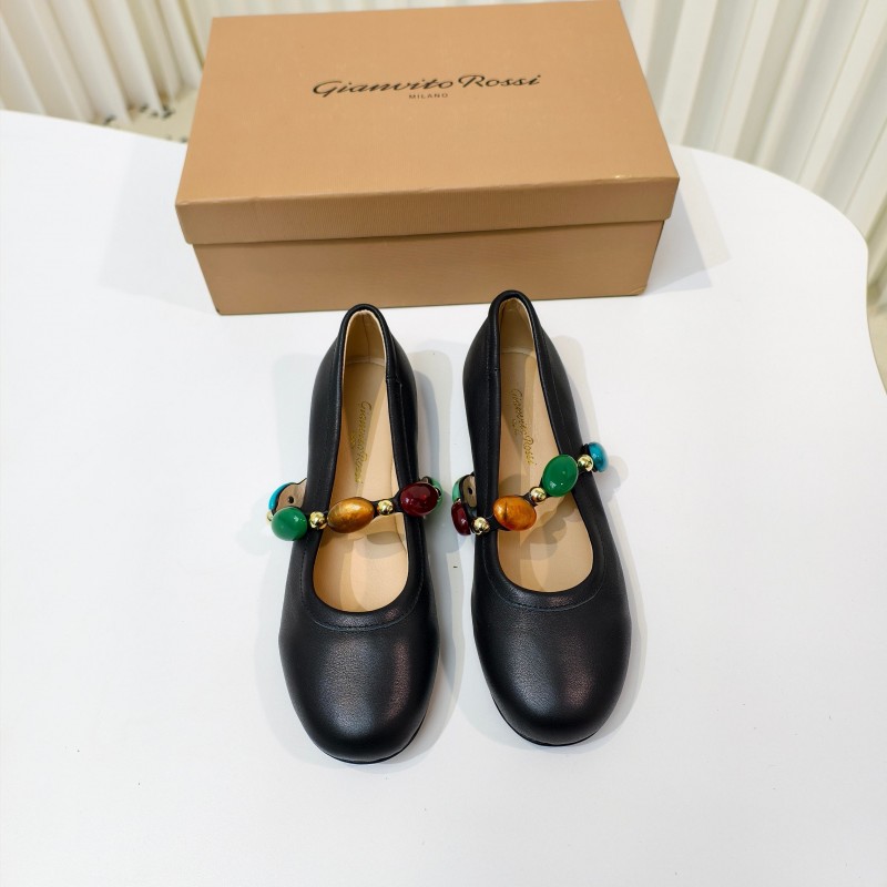 Gianvito Rossi Bohemian Style Turquoise Flat Ballet Shoes - LY00320