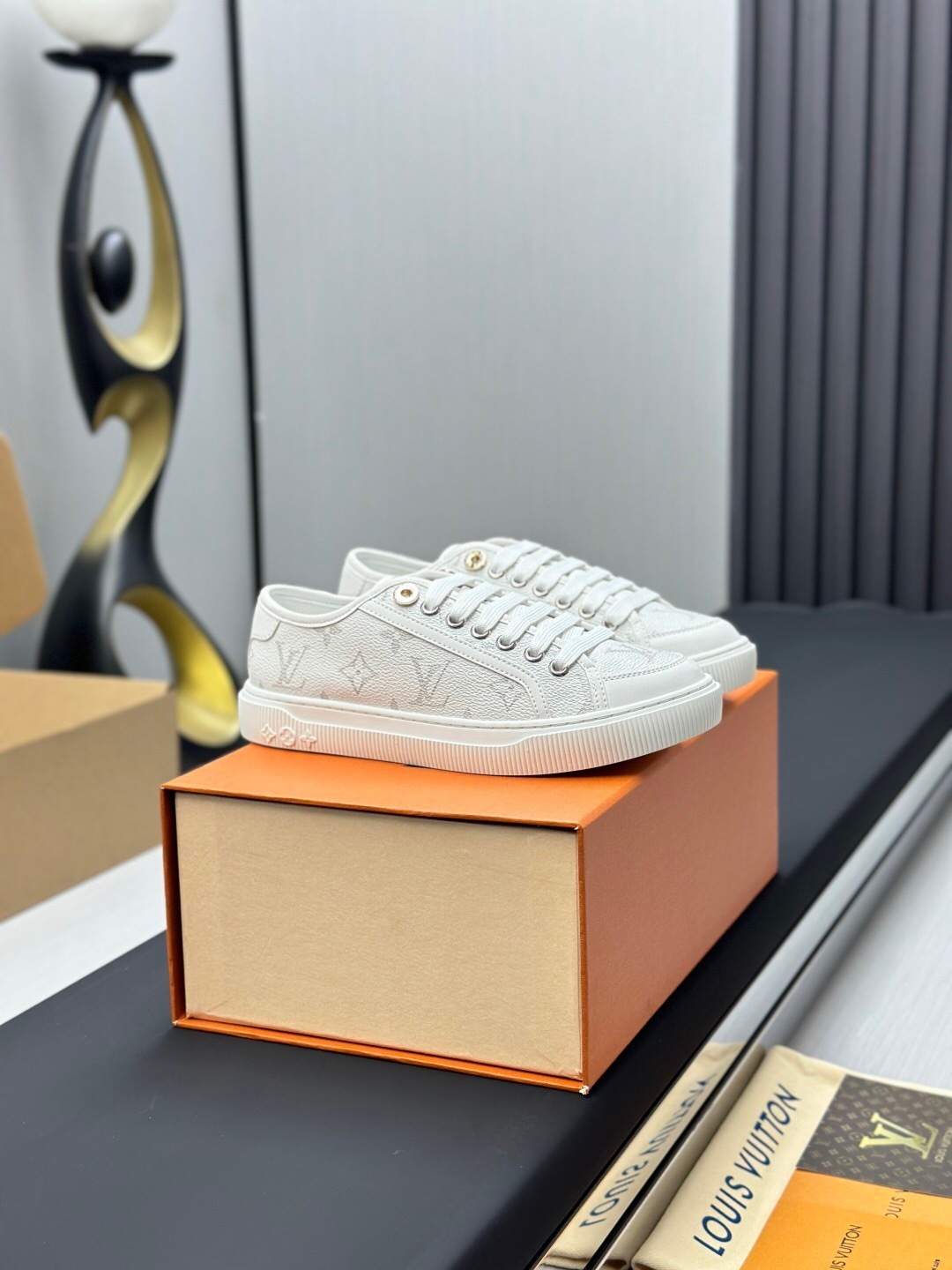 Louis Vuitton Time Out Series Animal Print Casual White Sneakers - AS00260