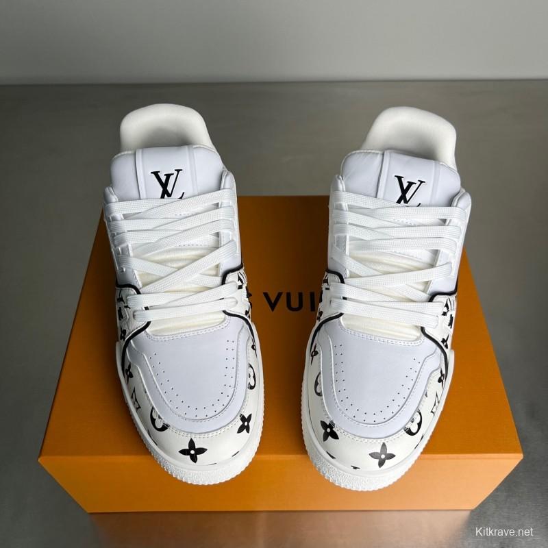 Louis Vuitton Signature Logo Sneakers with Calfskin Upper - YC