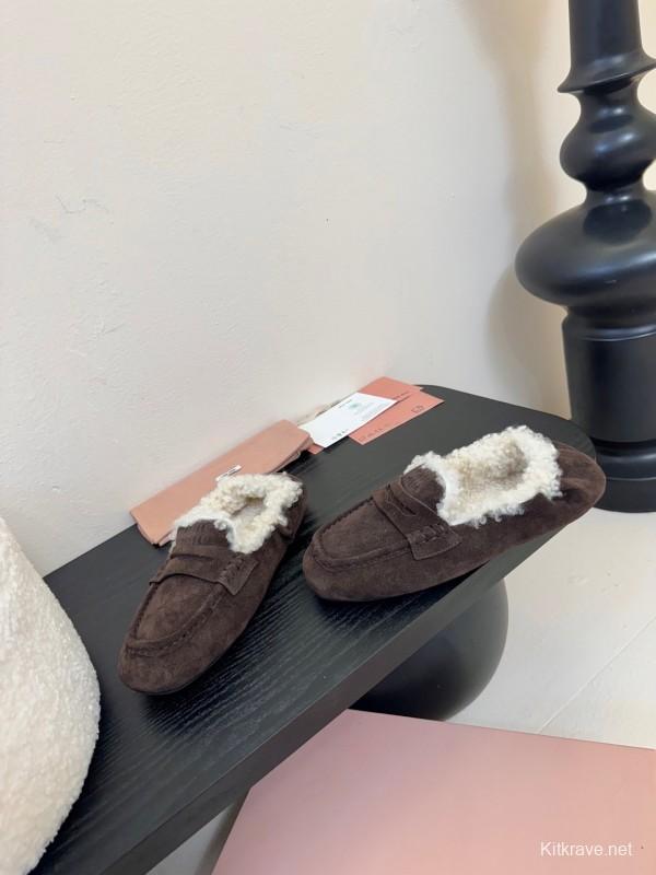 MIUMIU Platform Loafers with Wool Design - KFY00320