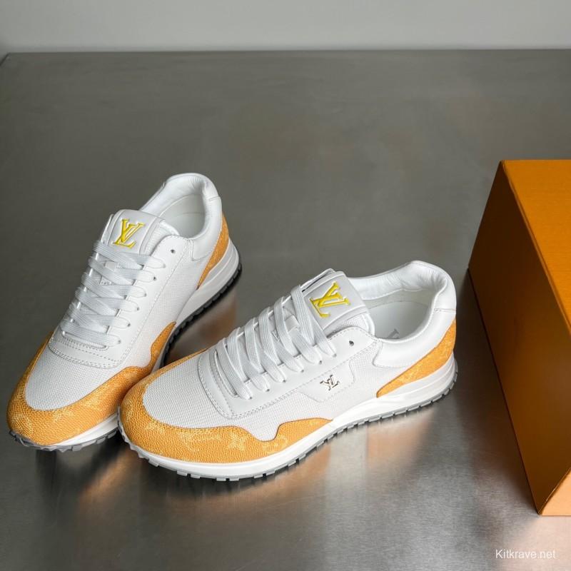 Lv Run Away Calfskin Leather Round Toe Lace-Up Low Top Casual Shoes Men's - YC