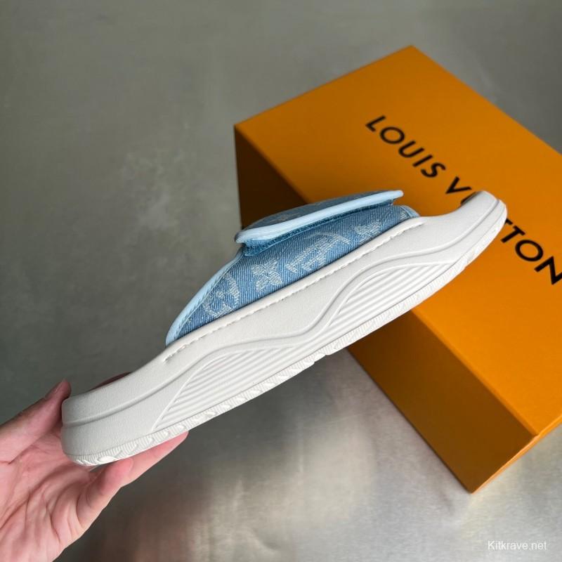 Louis Vuitton Miami Mule Slippers with Hook-and-Loop Strap - YC
