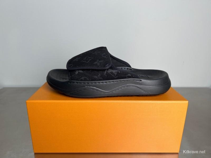 Louis Vuitton Miami Mule Slip-On Sandals with Hook and Loop Fastener - YC