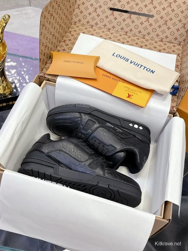 Louis Vuitton LV Trainer Maxi Sneakers Head Calfskin Ostrich Pattern Series - AS00400