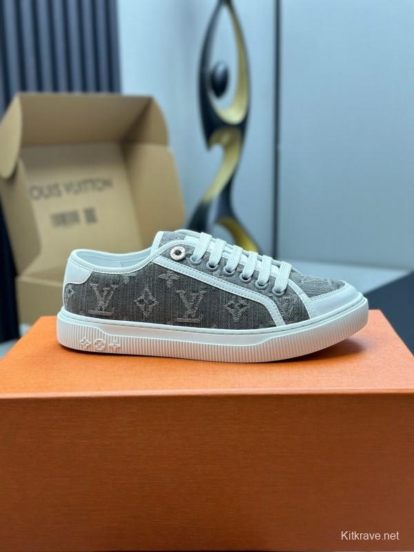 Louis Vuitton Time Out Series Monogram Animal Print Casual White Sneakers - Time Out