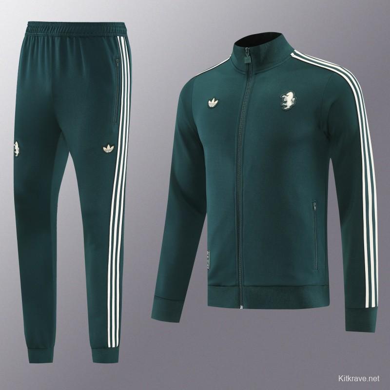 25/26  Juventus Retro Dark Green  Full zipper Jacket Tracksuit+ long pants