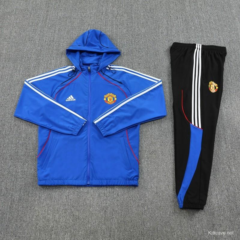 25/26 Manchester United Blue Full zipper Jacket Tracksuit+ long pants