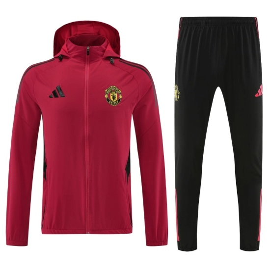 25/26 Manchester United Red Full zipper Jacket Tracksuit+ long pants