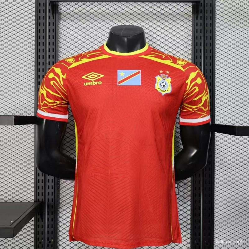 Player Version 2026 DR Congo Away Red Yellow Flame Jersey