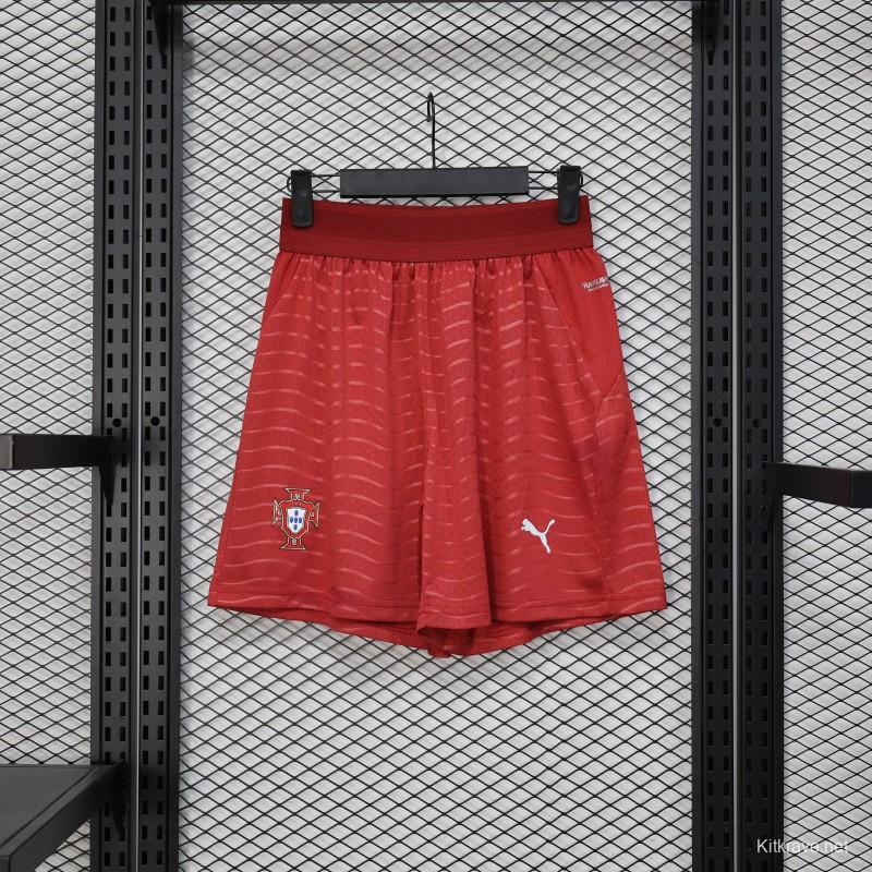 2026 Player Version Portugal Red with Wave Pattern Shorts