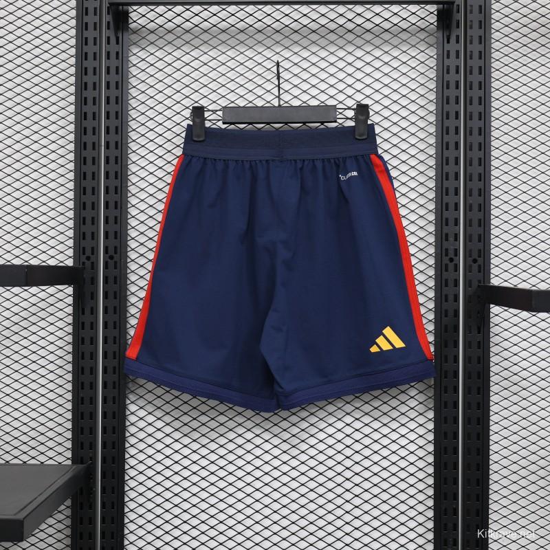 2026 Player Version Spain Navy Blue with Red Yellow Stripes Shorts