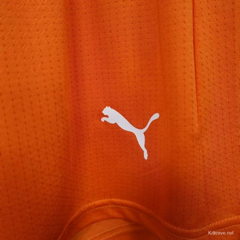 2026 Player Version Ivory Coast Orange with Green Side Panels Shorts