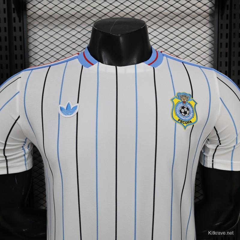 2026 Player Version DR Congo White with Black and Blue Pinstripes Jersey