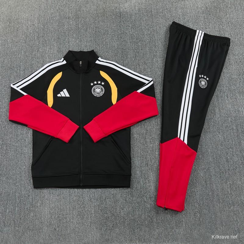 26/27 Germany  Black Full Zipper Jacket Tracksuit + Long Pants