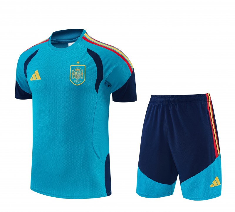 26/27 Spain Light Blue Short Sleeve+Soccer Shorts