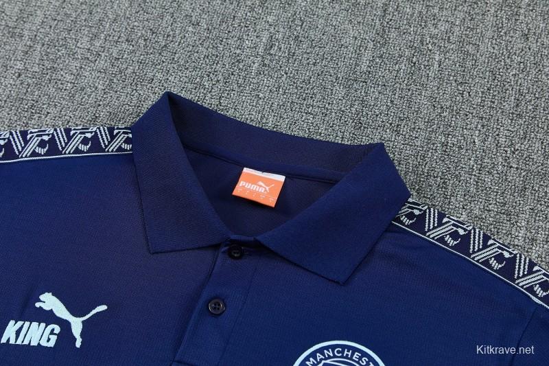 26/27 Manchester City Navy Blue Polo Training Shirt + Long Pants Tracksuit