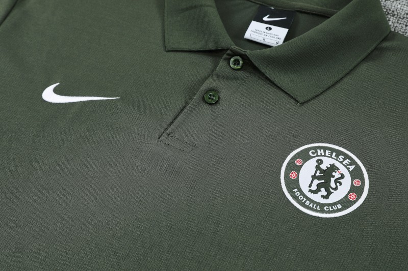 26/27 Chelsea  Dark Green Polo Training Shirt + Long Pants Tracksuit