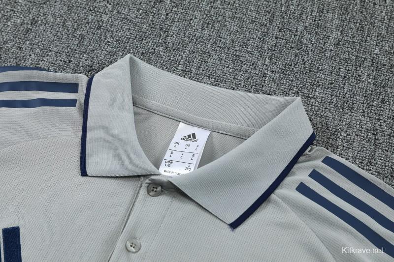 26/27   Arsenal Grey Polo Training Shirt + Long Pants Tracksuit