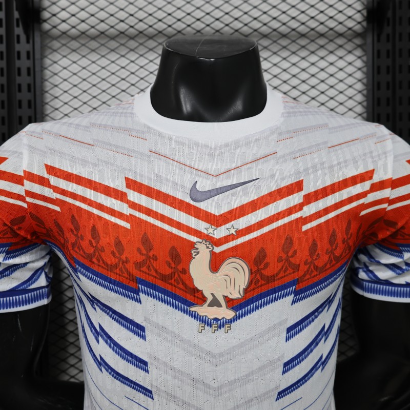 Player Version 2026 France Away White with Red & Blue Chevron Stripe Special Edition Jersey