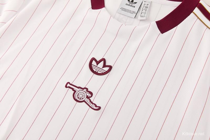 26/27 Arsenal  White Pinstripe Short Sleeve+Soccer Shorts