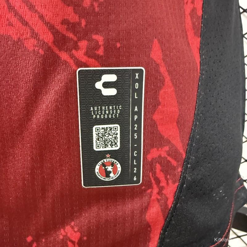 Player Version 25/26 Club Tijuana Red & Black home Jersey