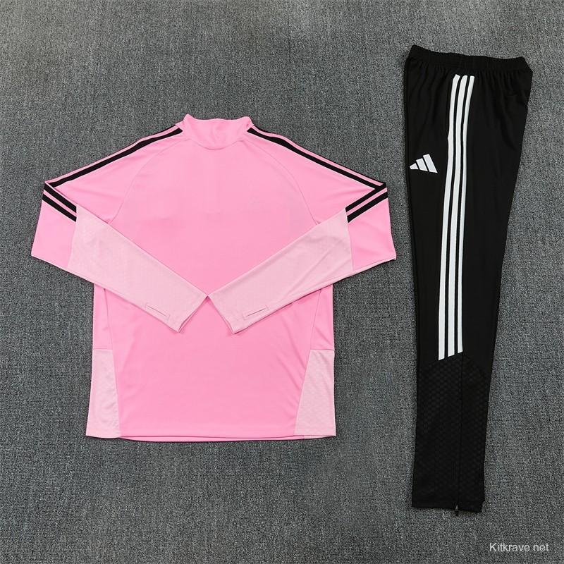 2026 Inter Miami CF Pink  Half Zipper Jacket Tracksuit + Black Long Pants
