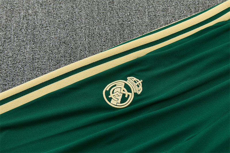 2026 Real Madrid Green & Cream  Half Zipper Jacket Tracksuit + Long Pants