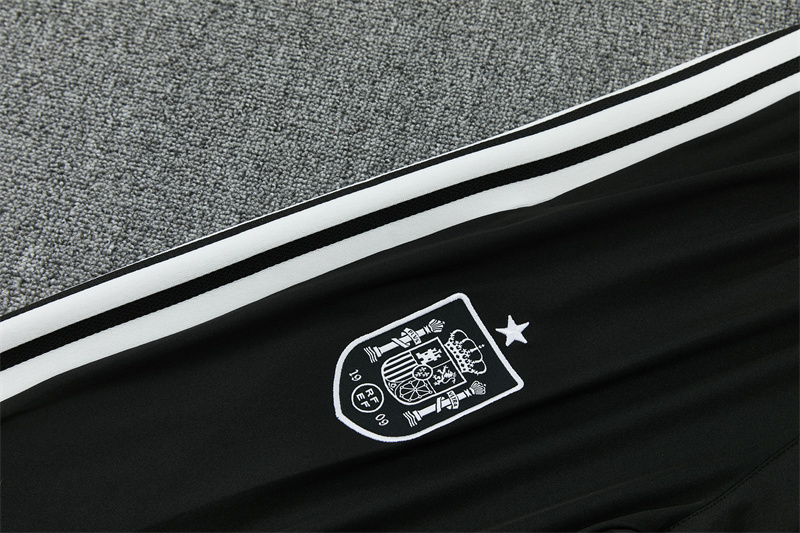 2026 Spain Black & White Half Zipper Jacket Tracksuit + Long Pants