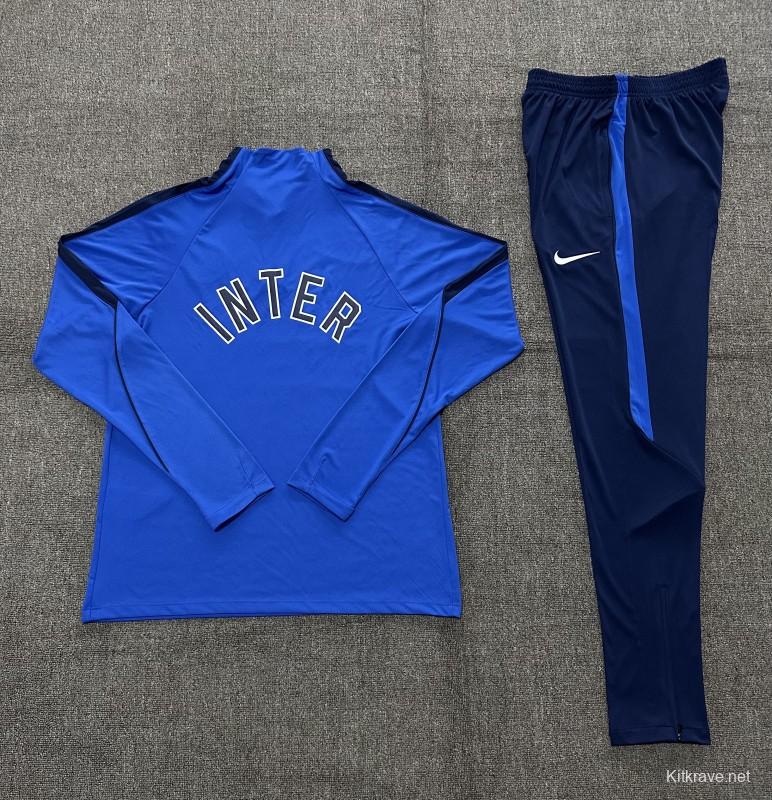 2026 Kids  Inter Milan Royal Blue Half  Zipper Jacket Tracksuit + Long Pants (Nike)