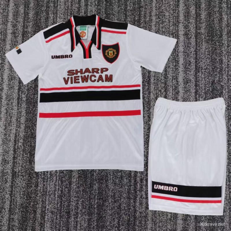 Retro Kids 98/99 Manchester United White Away Jersey