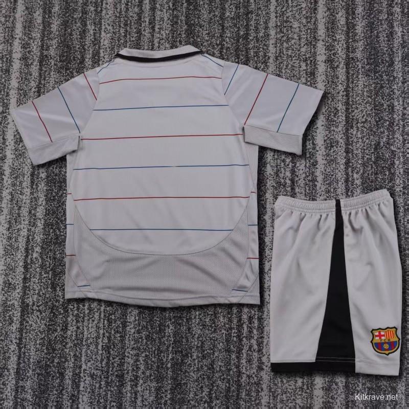 Retro Kids 03/04 FC Barcelona Away Grey Jersey