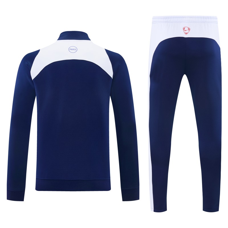 26/27 Paris Saint-Germain Navy Blue & White Full Zipper Jacket Tracksuit + Long Pants (Home)