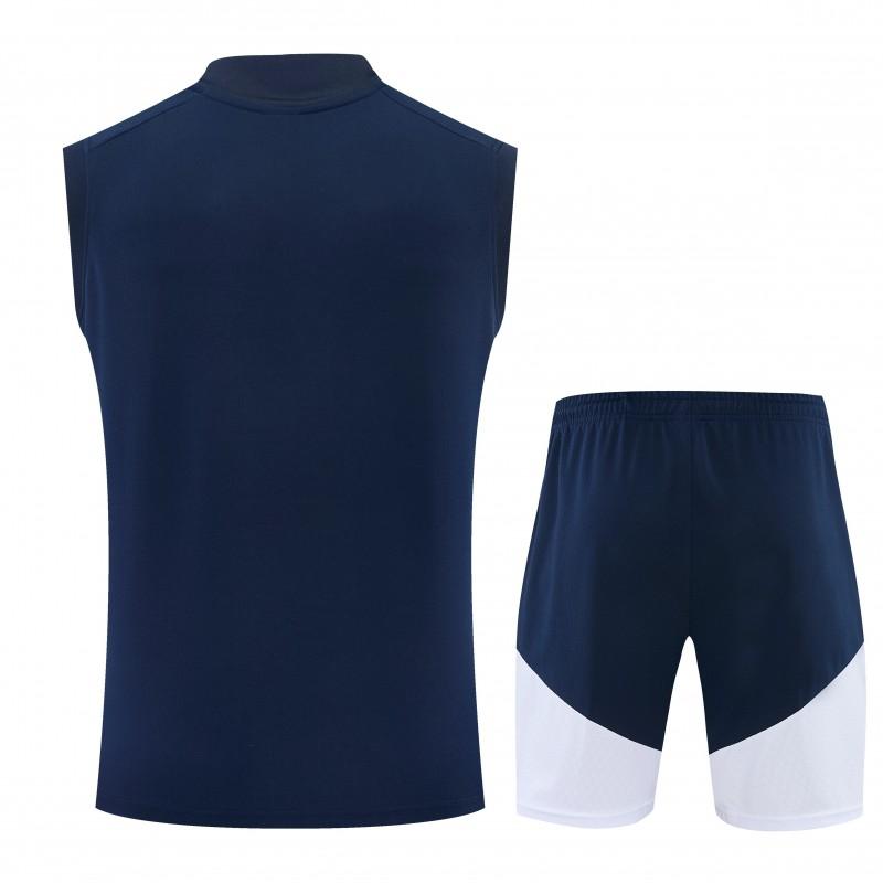 26/27 Real Madrid Navy Blue & White Sleeveless Vest Tracksuit + Short Pants