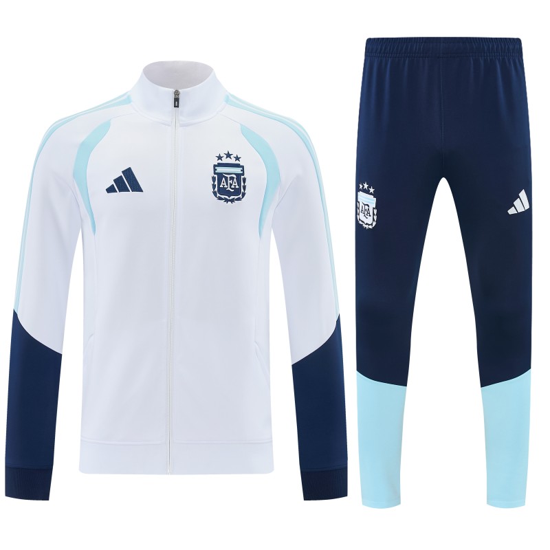 26/27 Argentina White & Navy Blue Zipper Jacket Tracksuit + Long Pants
