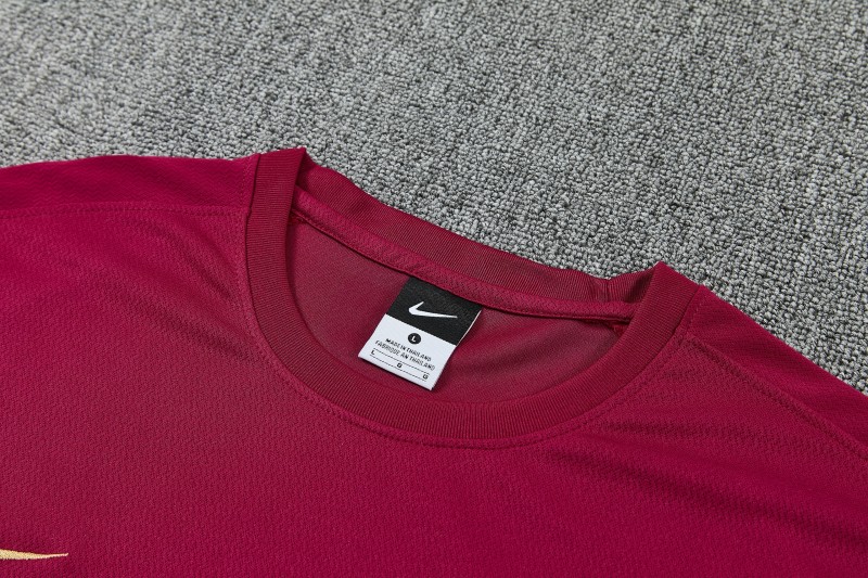 26/27 FC Barcelona Burgundy Red  Short Sleeve + Navy Blue Soccer Shorts