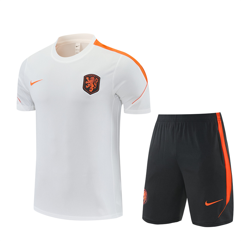 26/27  Netherlands Home White Short Sleeve + Soccer Shorts